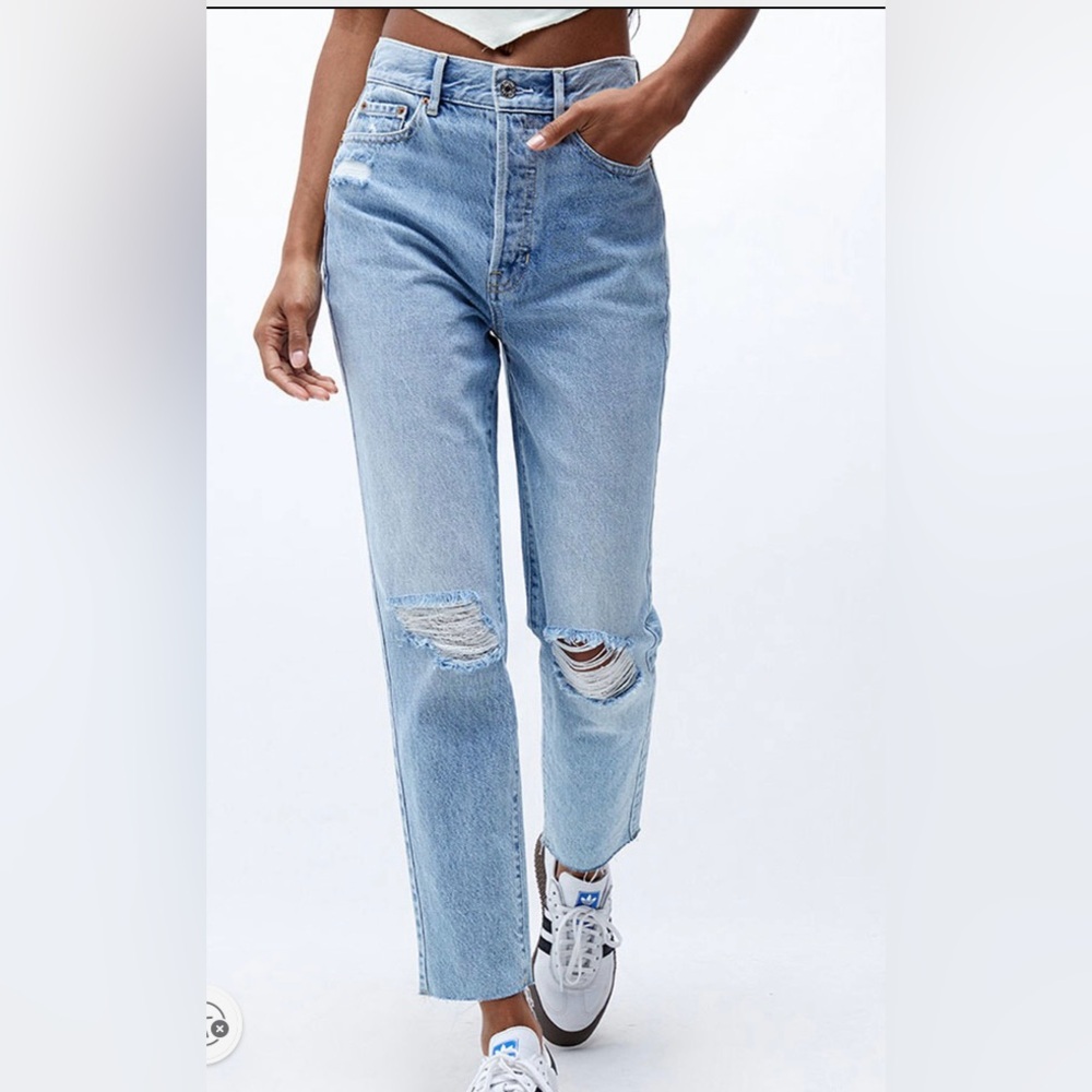 Pacsun Light Blue Ultra High Waisted Slim Fit Jeans Distressed Women’s Size 25